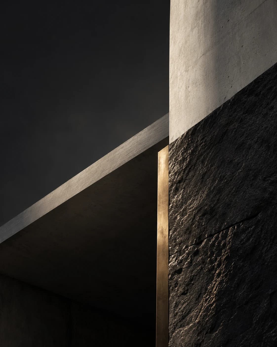 Conceptual study of charcoal, stone and a fine brass detail