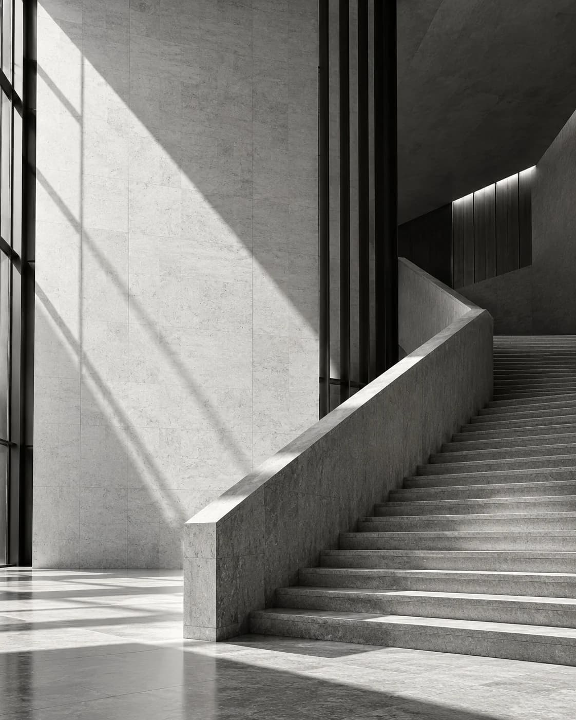 Conceptual limestone stair and atrium study